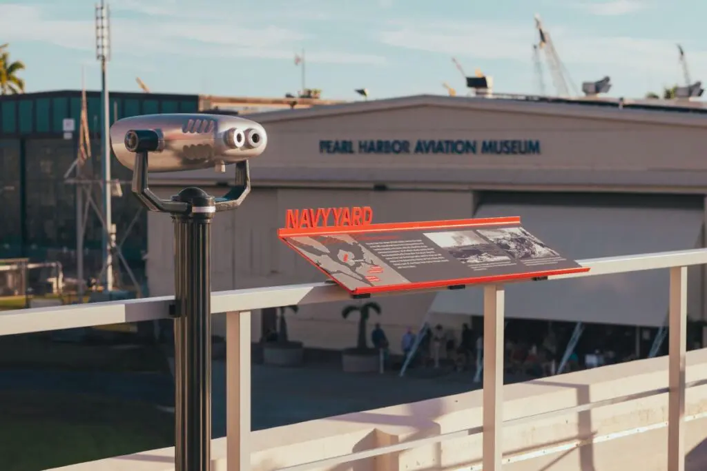 Navy Yard display on the Rooftop Terrace overlooking Pearl Harbor Aviation Museum